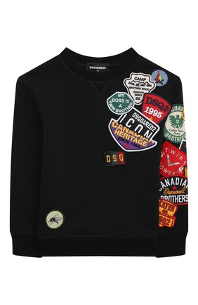 Детский хлопковый свитшот DSQUARED2 черного цвета по цене 25250 руб., арт. DQ0334-D003G | Фото 1 Детский хлопковый свитшот DSQUARED2 черного цвета, арт. DQ0334-D003G | Фото 1