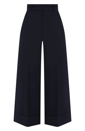 Женские хлопковые брюки ALEXANDER MCQUEEN темно-синего цвета по цене 68700 руб., арт. 649847/QFAAH | Фото 1 Женские хлопковые брюки ALEXANDER MCQUEEN темно-синего цвета, арт. 649847/QFAAH | Фото 1 (Женское Кросс-КТ: Брюки-одежда; Силуэт Ж (брюки и джинсы): Широкие; Длина (брюки, джинсы): Укороченные; Стили: Кэжуэл; Материал внешний: Хлопок)