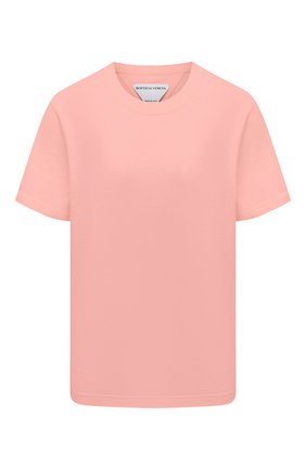 Женская хлопковая футболка BOTTEGA VENETA розового цвета по цене 27750 руб., арт. 649060/VF1U0 | Фото 1 Женская хлопковая футболка BOTTEGA VENETA розового цвета, арт. 649060/VF1U0 | Фото 1