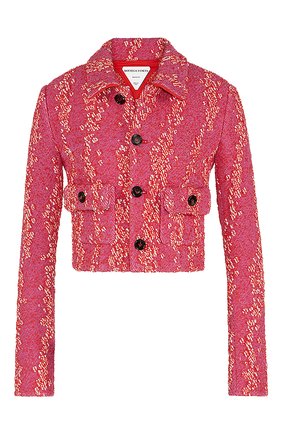 Женский жакет из вискозы BOTTEGA VENETA розового цвета по цене 196000 руб., арт. 654178/V0YU0 | Фото 1 Женский жакет из вискозы BOTTEGA VENETA розового цвета, арт. 654178/V0YU0 | Фото 1