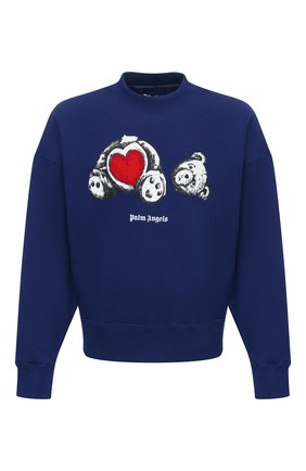 Мужской хлопковый свитшот PALM ANGELS темно-синего цвета по цене 65750 руб., арт. PMBA026S21FLE0084601 | Фото 1 Мужской хлопковый свитшот PALM ANGELS темно-синего цвета, арт. PMBA026S21FLE0084601 | Фото 1 (Мужское Кросс-КТ: свитшот-одежда; Принт: С принтом; Материал внешний: Хлопок; Стили: Гранж; Рукава: Длинные; Длина (для топов): Стандартные)