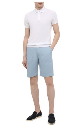 Мужские хлопковые шорты CORNELIANI голубого цвета по цене 32300 руб., арт. 874EC1-1120134/00 | Фото 2 Мужские хлопковые шорты CORNELIANI голубого цвета, арт. 874EC1-1120134/00 | Фото 2 (Мужское Кросс-КТ: Шорты-одежда; Материал внешний: Хлопок; Длина Шорты М: До колена; Принт: Без принта; Стили: Кэжуэл)