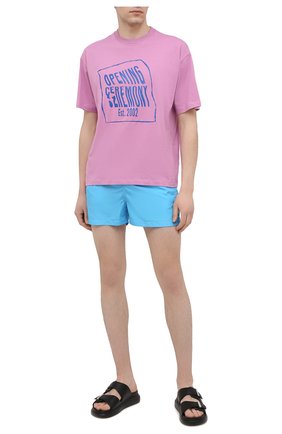 Мужские плавки-шорты KITON голубого цвета по цене 25950 руб., арт. UC0M2CX07T09 | Фото 2 Мужские плавки-шорты KITON голубого цвета, арт. UC0M2CX07T09 | Фото 2 (Материал внешний: Синтетический материал; Принт: Без принта; Мужское Кросс-КТ: плавки-шорты)