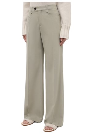 Женские шерстяные брюки CHLOÉ светло-зеленого цвета, арт. CHC21UPA17166 | Фото 3 (Длина (брюки, джинсы): Удлиненные; Силуэт Ж (брюки и джинсы): Широкие; Материал внешний: Шерсть; Женское Кросс-КТ: Брюки-одежда; Региональные ограничения белый список (Axapta Mercury): RU; Материал подклада: Вискоза; Стили: Кэжуэл)