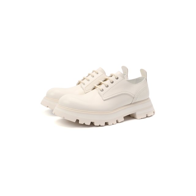 Кожаные ботинки Alexander McQueen белого цвета