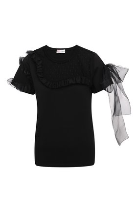 Женский хлопковый топ REDVALENTINO черного цвета по цене 29050 руб., арт. VR0MG09R/5WM | Фото 1 Женский хлопковый топ REDVALENTINO черного цвета, арт. VR0MG09R/5WM | Фото 1