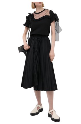 Женский хлопковый топ REDVALENTINO черного цвета по цене 29050 руб., арт. VR0MG09R/5WM | Фото 2 Женский хлопковый топ REDVALENTINO черного цвета, арт. VR0MG09R/5WM | Фото 2