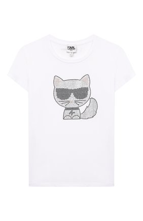 Детская футболка KARL LAGERFELD KIDS белого цвета по цене 7680 руб., арт. Z15300 | Фото 1 Детская футболка KARL LAGERFELD KIDS белого цвета, арт. Z15300 | Фото 1