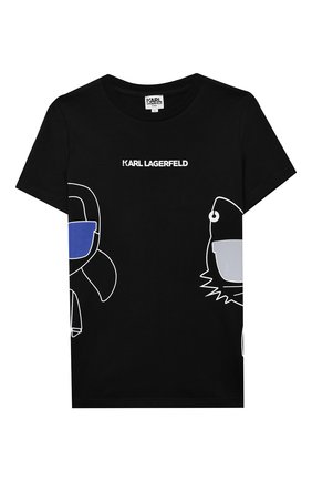 Детская хлопковая футболка KARL LAGERFELD KIDS черного цвета по цене 6470 руб., арт. Z25275 | Фото 1 Детская хлопковая футболка KARL LAGERFELD KIDS черного цвета, арт. Z25275 | Фото 1