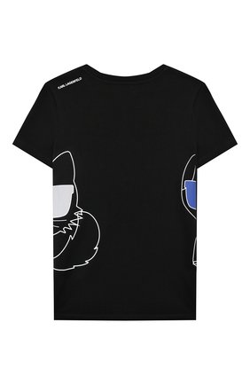 Детская хлопковая футболка KARL LAGERFELD KIDS черного цвета по цене 6470 руб., арт. Z25275 | Фото 2 Детская хлопковая футболка KARL LAGERFELD KIDS черного цвета, арт. Z25275 | Фото 2