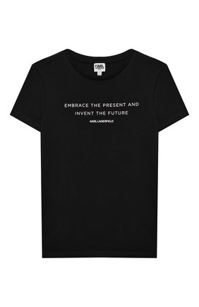 Детская хлопковая футболка KARL LAGERFELD KIDS черного цвета по цене 6995 руб., арт. Z25278 | Фото 1 Детская хлопковая футболка KARL LAGERFELD KIDS черного цвета, арт. Z25278 | Фото 1