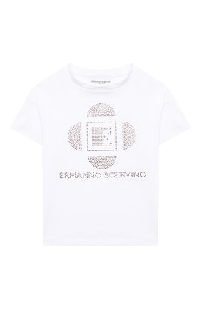 Детская хлопковая футболка ERMANNO SCERVINO розового цвета по цене 10700 руб., арт. ESFTS010 JE95 WS009/3A-4A | Фото 1 Детская хлопковая футболка ERMANNO SCERVINO розового цвета, арт. ESFTS010 JE95 WS009/3A-4A | Фото 1 (Материал внешний: Хлопок; Рукава: Короткие; Девочки Кросс-КТ: футболка-одежда; Региональные ограничения белый список (Axapta Mercury): RU; Ростовка одежда: 4 года | 104 см)