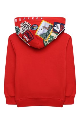 Детский хлопковое худи DSQUARED2 красного цвета по цене 28900 руб., арт. DQ0335-D003G | Фото 2 Детский хлопковое худи DSQUARED2 красного цвета, арт. DQ0335-D003G | Фото 2