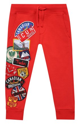 Детские хлопковые джоггеры DSQUARED2 красного цвета по цене 22550 руб., арт. DQ0338-D003G | Фото 1 Детские хлопковые джоггеры DSQUARED2 красного цвета, арт. DQ0338-D003G | Фото 1