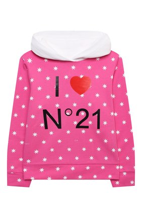 Детский хлопковое худи N21 фуксия цвета по цене 10850 руб., арт. N21076/N0137/N21S70F | Фото 1 Детский хлопковое худи N21 фуксия цвета, арт. N21076/N0137/N21S70F | Фото 1