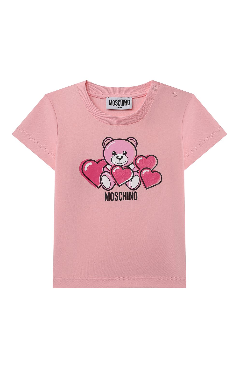 Детский хлопковая футболка MOSCHINO розового цвета, арт. MXM02A/LAA03 | Фото 1