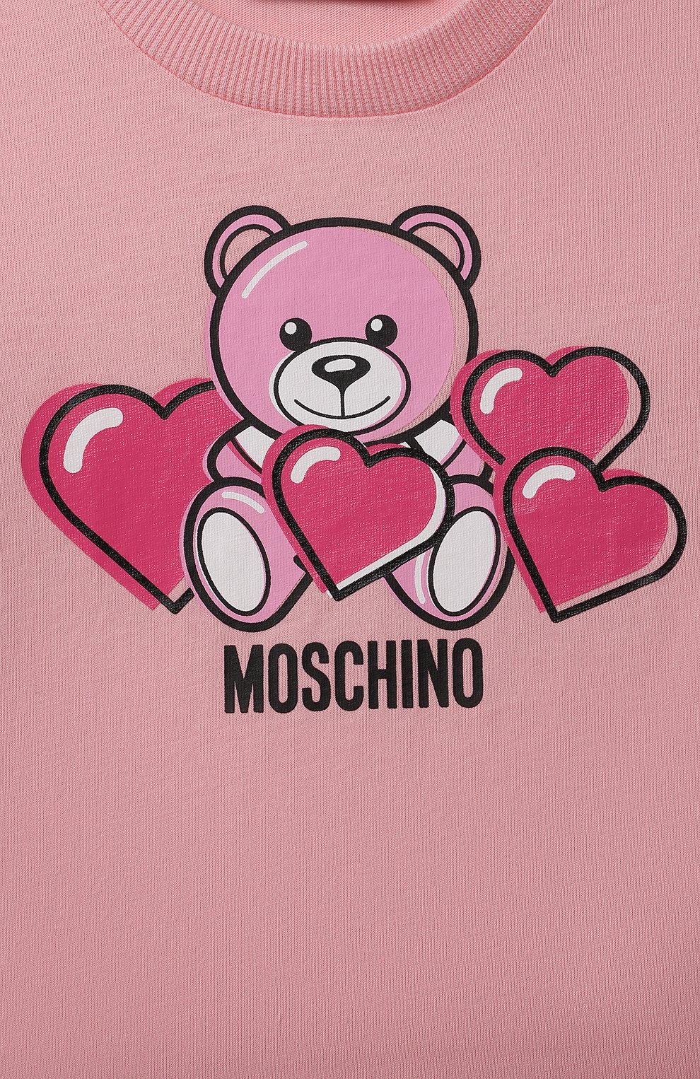 Детский хлопковая футболка MOSCHINO розового цвета по цене 5850 руб., арт. MXM02A/LAA03 | Фото 3 Детский хлопковая футболка MOSCHINO розового цвета, арт. MXM02A/LAA03 | Фото 3