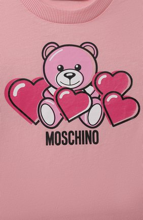 Детский хлопковая футболка MOSCHINO розового цвета по цене 5850 руб., арт. MXM02A/LAA03 | Фото 3 Детский хлопковая футболка MOSCHINO розового цвета, арт. MXM02A/LAA03 | Фото 3