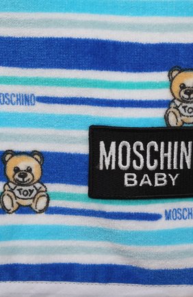 Детского хлопковое полотенце-пончо MOSCHINO синего цвета по цене 11500 руб., арт. MUX03E/LGA10 | Фото 3 Детского хлопковое полотенце-пончо MOSCHINO синего цвета, арт. MUX03E/LGA10 | Фото 3