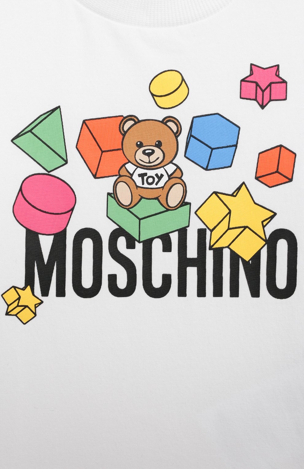 Детский хлопковая футболка MOSCHINO белого цвета по цене 6845 руб., арт. MRM02A/LBA08 | Фото 3 Детский хлопковая футболка MOSCHINO белого цвета, арт. MRM02A/LBA08 | Фото 3