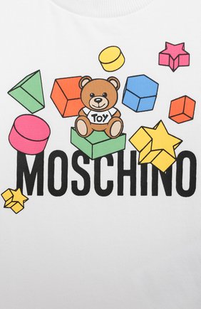 Детский хлопковая футболка MOSCHINO белого цвета по цене 6845 руб., арт. MRM02A/LBA08 | Фото 3 Детский хлопковая футболка MOSCHINO белого цвета, арт. MRM02A/LBA08 | Фото 3