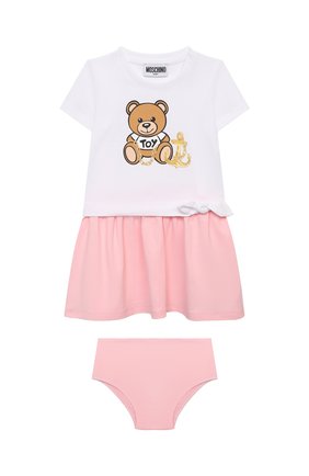 Женский комплект из платья и шорт MOSCHINO розового цвета по цене 13150 руб., арт. MDV08R/LBA00 | Фото 1 Женский комплект из платья и шорт MOSCHINO розового цвета, арт. MDV08R/LBA00 | Фото 1