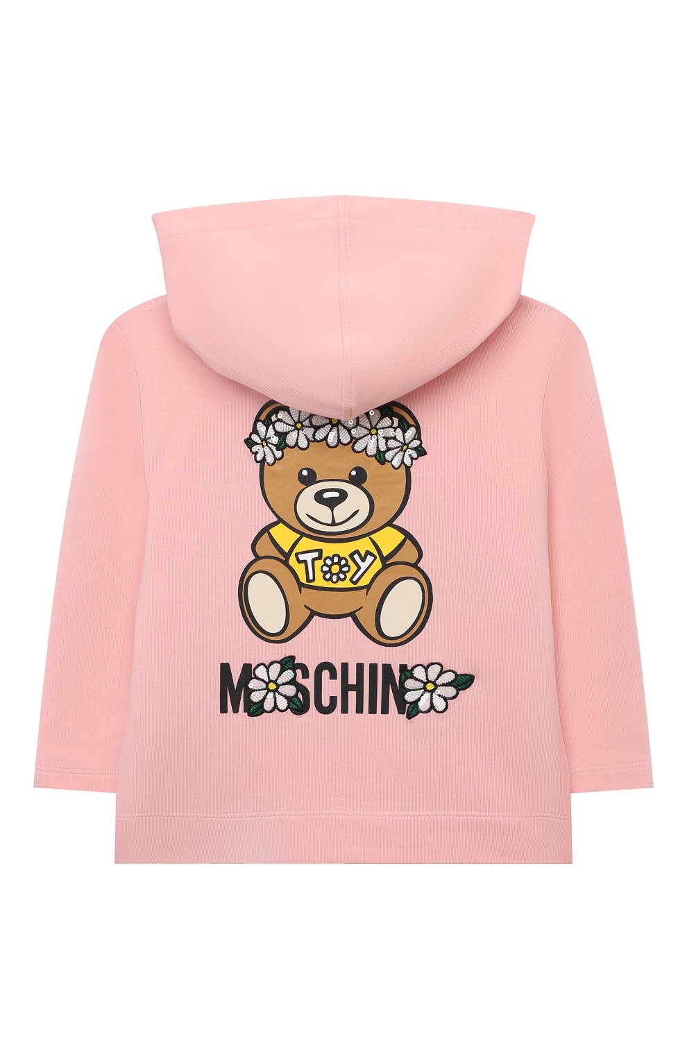 Детский хлопковая толстовка MOSCHINO розового цвета по цене 17000 руб., арт. MDF027/LDA00 | Фото 2 Детский хлопковая толстовка MOSCHINO розового цвета, арт. MDF027/LDA00 | Фото 2 (Рукава: Длинные; Материал внешний: Хлопок; Ростовка одежда: 12 мес | 80 см, 18 мес | 86 см, 24 мес | 92 см, 36 мес | 98 см)