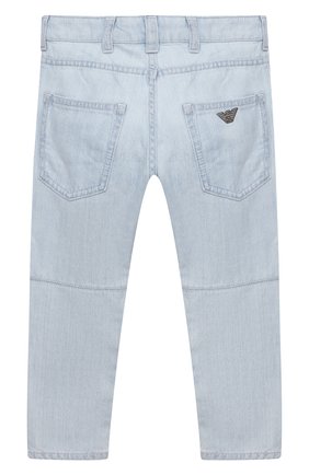 Детские джинсы EMPORIO ARMANI голубого цвета по цене 17650 руб., арт. 3K4J04/4D2KZ | Фото 2 Детские джинсы EMPORIO ARMANI голубого цвета, арт. 3K4J04/4D2KZ | Фото 2 (Материал внешний: Лиоцелл, Хлопок, Растительное волокно; Детали: Однотонный; Региональные ограничения белый список (Axapta Mercury): RU; Ростовка одежда: 10 - 11 лет | 140 - 146см, 13 - 15 лет | 158 см, 16 лет | 164 см, 4 года | 104 см, 5 лет | 110 см, 6 лет | 116 см, 7 лет | 122 см, 8 лет | 128 см, 9 лет | 134 см)