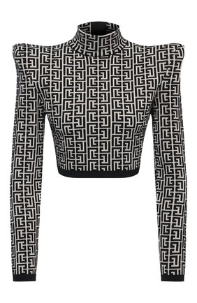 Женский топ из шерсти и вискозы BALMAIN черно-белого цвета по цене 159000 руб., арт. VF0A0010/K253 | Фото 1 Женский топ из шерсти и вискозы BALMAIN черно-белого цвета, арт. VF0A0010/K253 | Фото 1