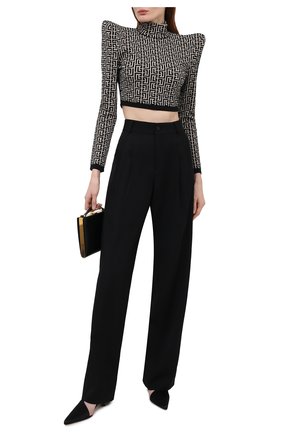 Женский топ из шерсти и вискозы BALMAIN черно-белого цвета по цене 159000 руб., арт. VF0A0010/K253 | Фото 2 Женский топ из шерсти и вискозы BALMAIN черно-белого цвета, арт. VF0A0010/K253 | Фото 2