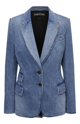 Женский джинсовый жакет TOM FORD голубого цвета по цене 179000 руб., арт. GID050-DEX111 | Фото 1 Женский джинсовый жакет TOM FORD голубого цвета, арт. GID050-DEX111 | Фото 1