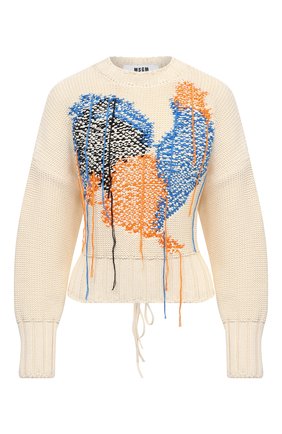 Женский хлопковый свитер MSGM кремвого цвета по цене 42400 руб., арт. 3042MDM226 217488 | Фото 1 Женский хлопковый свитер MSGM кремвого цвета, арт. 3042MDM226 217488 | Фото 1