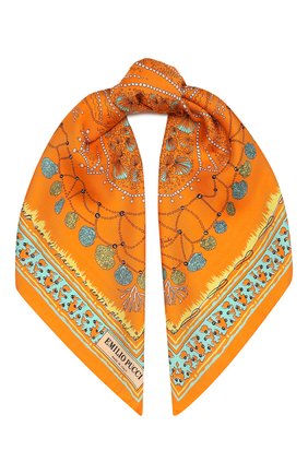 Женский шелковый платок EMILIO PUCCI оранжевого цвета по цене 25350 руб., арт. 1HGB41/1HC41 | Фото 1 Женский шелковый платок EMILIO PUCCI оранжевого цвета, арт. 1HGB41/1HC41 | Фото 1
