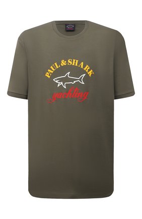 Мужская хлопковая футболка PAUL&SHARK хаки цвета по цене 14650 руб., арт. C0P1006/C00/3XL-6XL | Фото 1 Мужская хлопковая футболка PAUL&SHARK хаки цвета, арт. C0P1006/C00/3XL-6XL | Фото 1