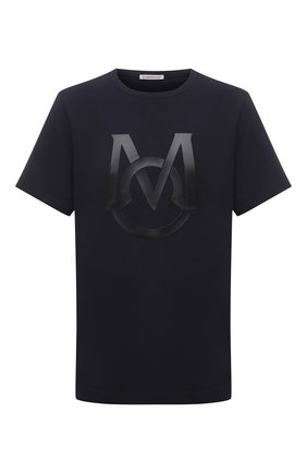 Мужская хлопковая футболка MONCLER темно-синего цвета по цене 18900 руб., арт. G1-091-8C7E1-20-8390T | Фото 1 Мужская хлопковая футболка MONCLER темно-синего цвета, арт. G1-091-8C7E1-20-8390T | Фото 1