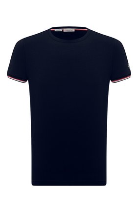 Мужская хлопковая футболка MONCLER темно-синего цвета, арт. G1-091-8C716-00-87296 | Фото 1 (Материал внешний: Хлопок; Длина (для топов): Стандартные; Принт: Без принта; Стили: Кэжуэл; Рукава: Короткие)