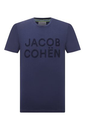 Мужская хлопковая футболка JACOB COHEN темно-синего цвета по цене 16950 руб., арт. J4106 01107-S/55 | Фото 1 Мужская хлопковая футболка JACOB COHEN темно-синего цвета, арт. J4106 01107-S/55 | Фото 1