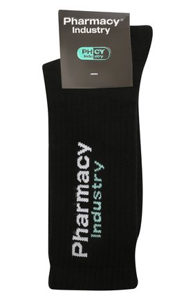 Мужские хлопковые носки PHARMACY INDUSTRY черного цвета, арт. PHMA024 | Фото 1 (Материал внешний: Хлопок; Кросс-КТ: бельё)