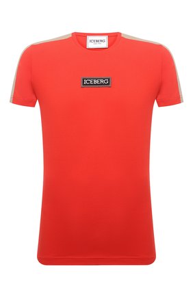 Мужская хлопковая футболка ICEBERG красного цвета, арт. 21E I1P0/F010/6301 | Фото 1 (Материал внешний: Хлопок; Рукава: Короткие; Длина (для топов): Стандартные; Стили: Кэжуэл; Принт: С принтом)