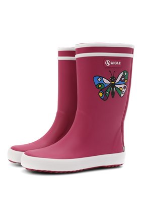 Детские резиновые сапоги AIGLE розового цвета по цене 3995 руб., арт. R11963/L0LLY P0P THEME | Фото 1 Детские резиновые сапоги AIGLE розового цвета, арт. R11963/L0LLY P0P THEME | Фото 1