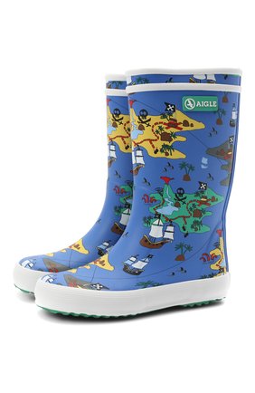 Детские резиновые сапоги AIGLE синего цвета по цене 3995 руб., арт. R119C3/L0LLY P0P THEME | Фото 1 Детские резиновые сапоги AIGLE синего цвета, арт. R119C3/L0LLY P0P THEME | Фото 1
