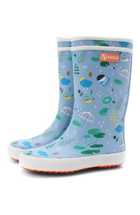 Детские резиновые сапоги AIGLE голубого цвета по цене 3995 руб., арт. R119D3/L0LLY P0P THEME | Фото 1 Детские резиновые сапоги AIGLE голубого цвета, арт. R119D3/L0LLY P0P THEME | Фото 1