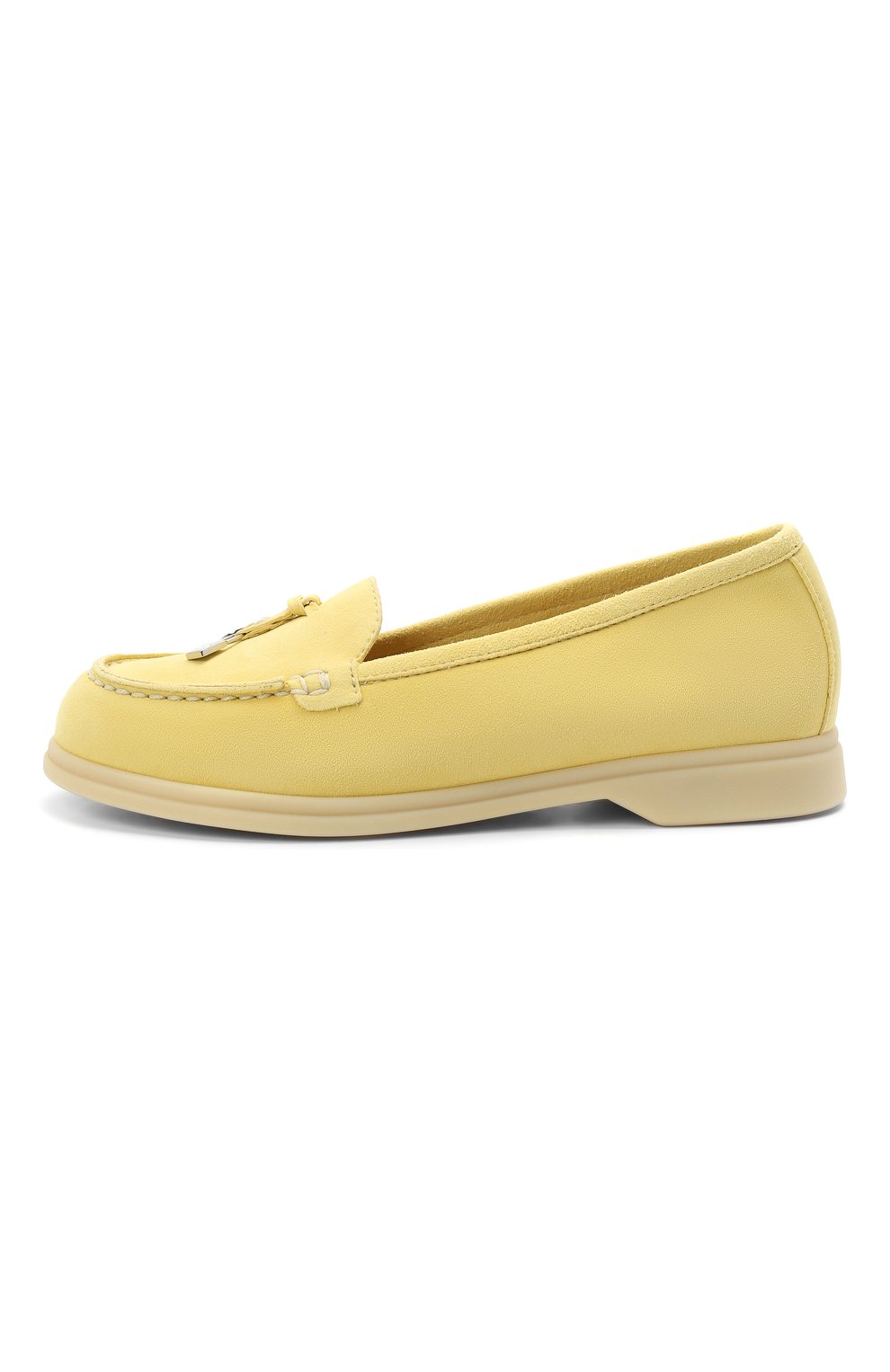 Детские замшевые лоферы LORO PIANA желтого цвета, арт. FAI1634 | Фото 2 (Материал внешний: Кожа; Материал внутренний: Натуральная кожа; Региональные ограничения белый список (Axapta Mercury): RU; Девочки-школьная форма: Классическая обувь)
