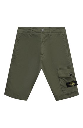 Детские хлопковые шорты STONE ISLAND темно-зеленого цвета по цене 14250 руб., арт. 7416L0412/14 | Фото 1 Детские хлопковые шорты STONE ISLAND темно-зеленого цвета, арт. 7416L0412/14 | Фото 1