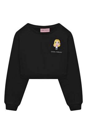 Детский укороченный свитшот из хлопка CHIARA FERRAGNI черного цвета по цене 15800 руб., арт. 21PE-CFKF062 | Фото 1 Детский укороченный свитшот из хлопка CHIARA FERRAGNI черного цвета, арт. 21PE-CFKF062 | Фото 1
