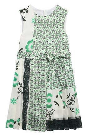 Детское платье из вискозы ERMANNO SCERVINO зеленого цвета по цене 36500 руб., арт. ESFAB015 RAS01 WS008/3A-4A | Фото 1 Детское платье из вискозы ERMANNO SCERVINO зеленого цвета, арт. ESFAB015 RAS01 WS008/3A-4A | Фото 1 (Материал внешний: Вискоза; Материал подклада: Хлопок; Рукава: Короткие; Девочки Кросс-КТ: Платье-одежда; Ростовка одежда: 4 года | 104 см)