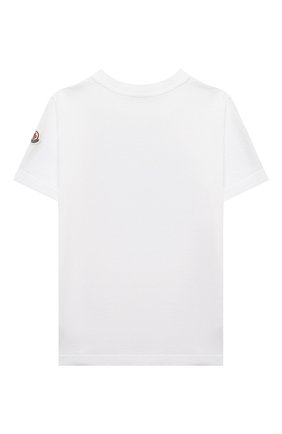 Детская хлопковая футболка MONCLER белого цвета по цене 13250 руб., арт. G1-954-8C759-20-83907/4-6A | Фото 2 Детская хлопковая футболка MONCLER белого цвета, арт. G1-954-8C759-20-83907/4-6A | Фото 2