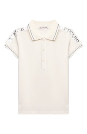 Детское хлопковое поло MONCLER белого цвета по цене 17050 руб., арт. G1-954-8A714-10-8496F/8-10A | Фото 1 Детское хлопковое поло MONCLER белого цвета, арт. G1-954-8A714-10-8496F/8-10A | Фото 1 (Рукава: Короткие; Материал внешний: Хлопок; Региональные ограничения белый список (Axapta Mercury): RU; Ростовка одежда: 10 - 11 лет | 140 - 146см, 8 лет | 128 см)