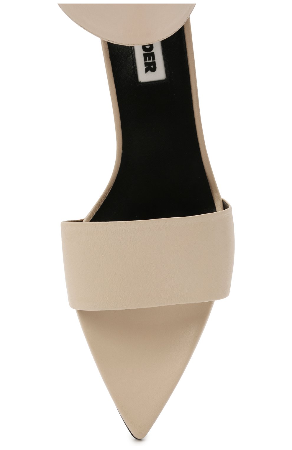 Женские кожаные босоножки agnellato JIL SANDER кремвого цвета, арт. JS36138A-13202 | Фото 5 (Материал внешний: Кожа; Каблук высота: Низкий; Материал внутренний: Натуральная кожа; Подошва: Плоская; Каблук тип: Kitten heel)