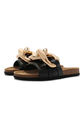 Женские кожаные шлепанцы chain JW ANDERSON черного цвета по цене 49100 руб., арт. ANW36015A/12140 | Фото 1 Женские кожаные шлепанцы chain JW ANDERSON черного цвета, арт. ANW36015A/12140 | Фото 1